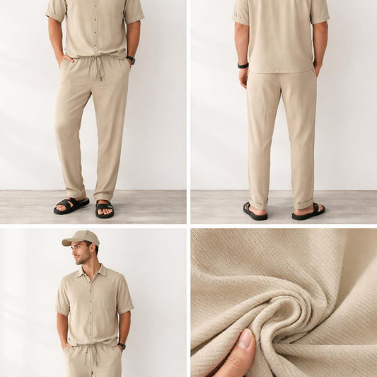 Creamy Pant and Chemise set (Cotting Lines)