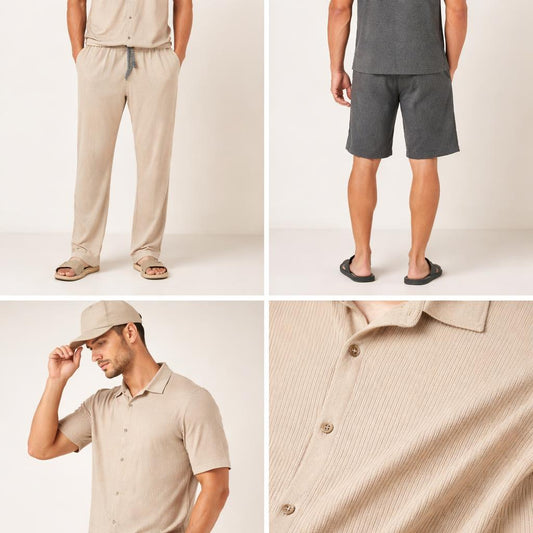 Creamy Pant and Chemise set (Cotting Lines)