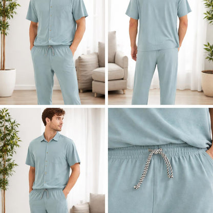 Sea blue Pant and Chemise set (Cotting lines)