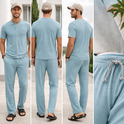 Sea blue Pant and Chemise set (Cotting lines)