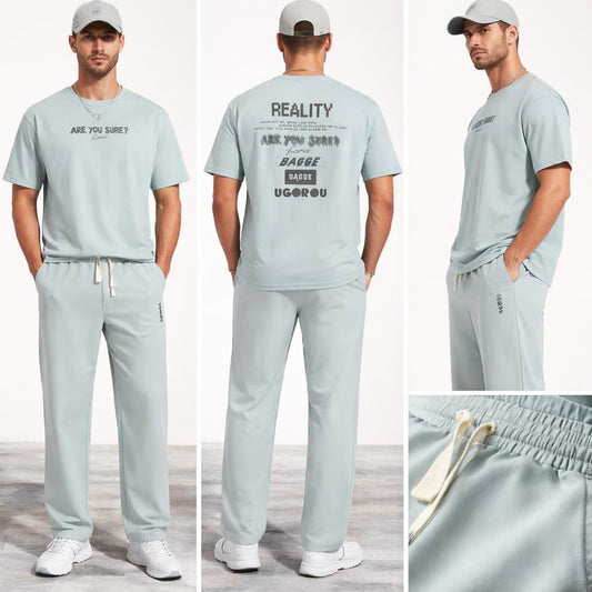 Sky blue set with writing t shirt