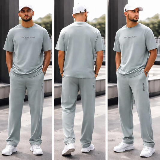 Sky blue set with writing t shirt