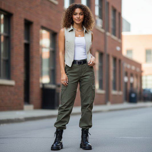 Vest cut white and brown